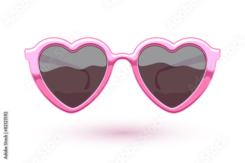 Heart shaped pink metallic sunglasses illustration.