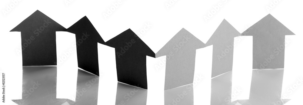 Paper houses isolated on white