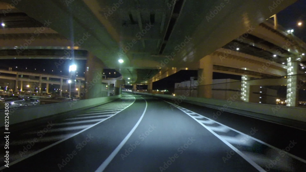 Twilight drive through Tokyo Bay Area. Twilight drive through Tokyo Bay Area.