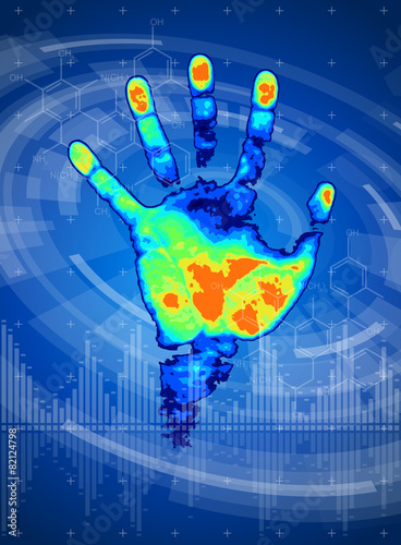 technology background - thermal hand print