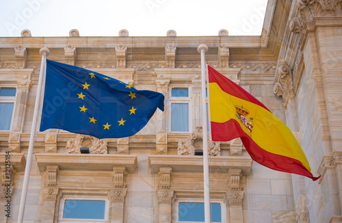 flags of Spain and European Community photo