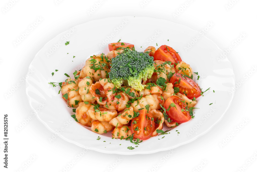 Close up of shells pasta with vegetables. Close up of shells pasta with vegetables.
