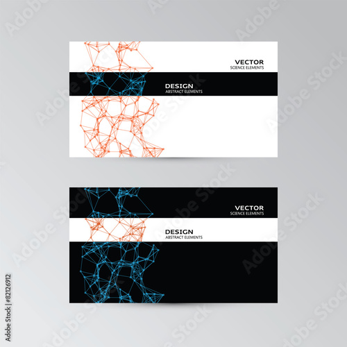 Template of business cards with contrast abstract elements