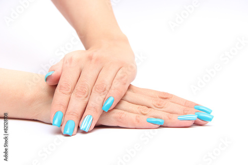 blue woman nails
