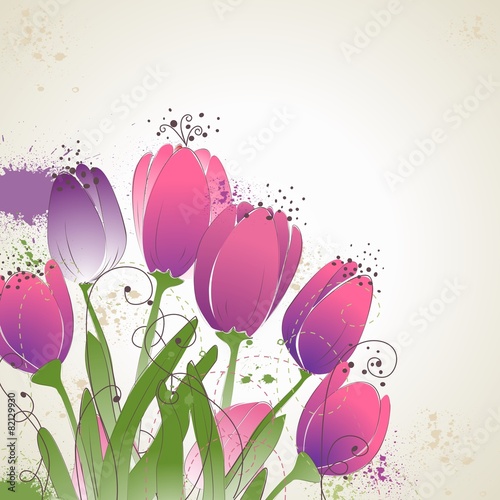 Greeting card with tulips