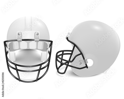Two vector football helmets - front and side view