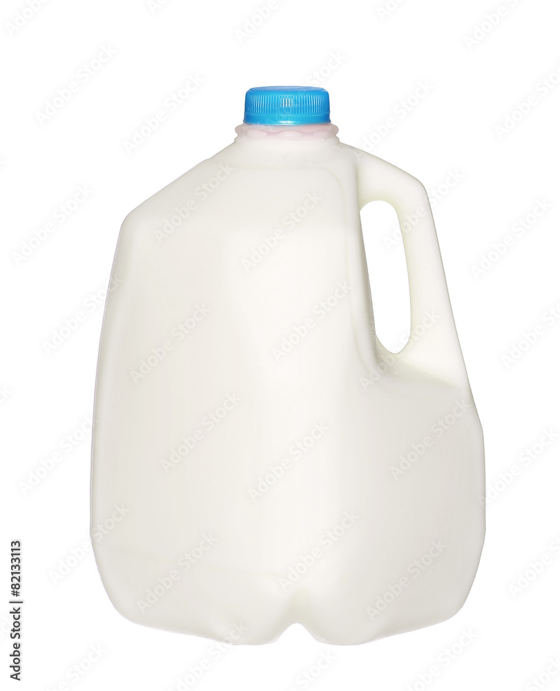 gallon Milk Bottle with blue Cap Isolated on White Background. gallon Milk Bottle with blue Cap Isolated on White Background.