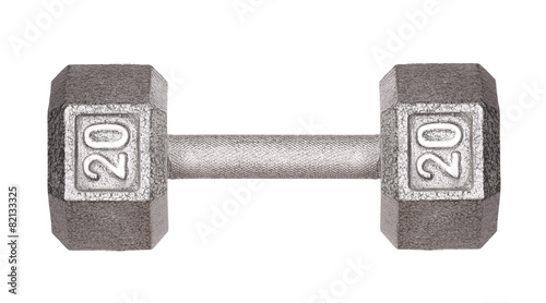 Fitness exercise equipment dumbbell weights isolated on white ba