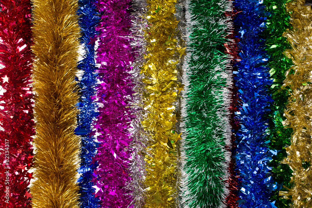 Tinsels of different colours.