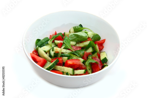 fresh vegetable salad in white bowl