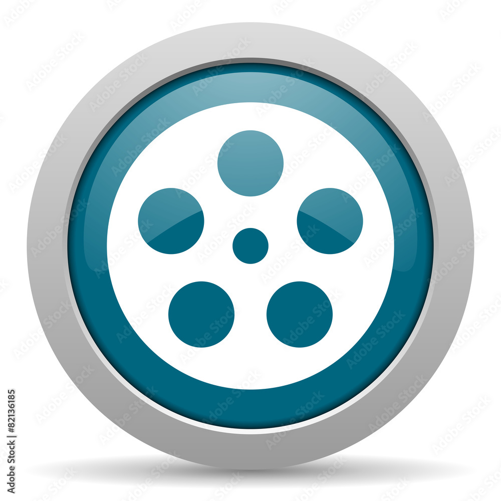 film blue glossy web icon