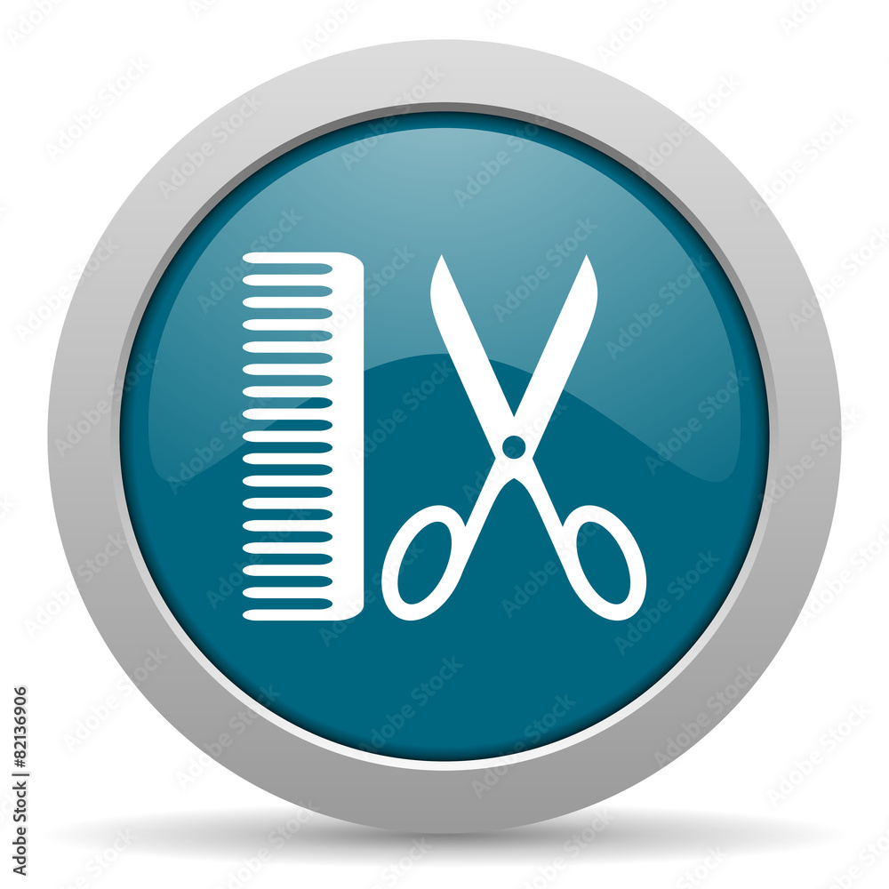 barber blue glossy web icon barber blue glossy web icon