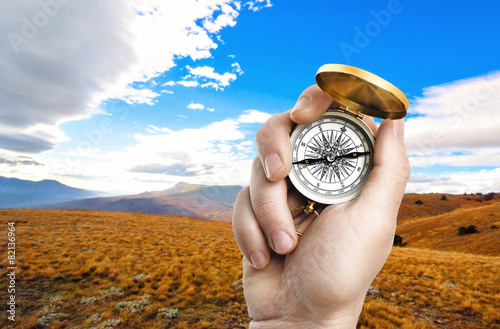 Compass on mountain