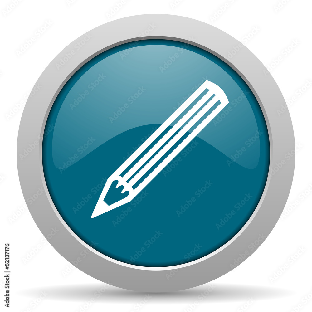 pencil blue glossy web icon