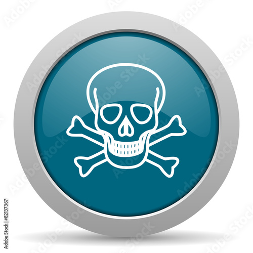 skull blue glossy web icon
