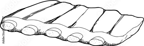 Outlined Slab of Spare Ribs