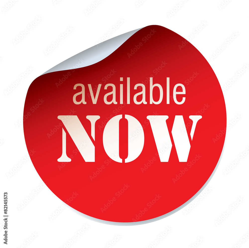 Red vector sticker Available NOW Red vector sticker Available NOW