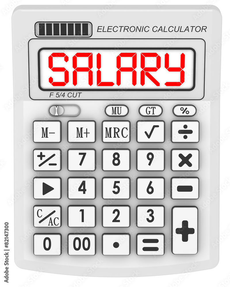 Salary. Inscription on the electronic calculator Salary. Inscription on the electronic calculator