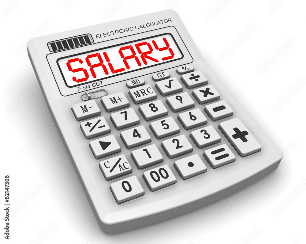 Salary. Inscription on the electronic calculator Salary. Inscription on the electronic calculator