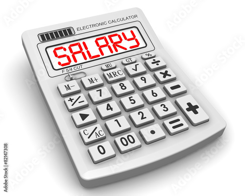 Salary. Inscription on the electronic calculator