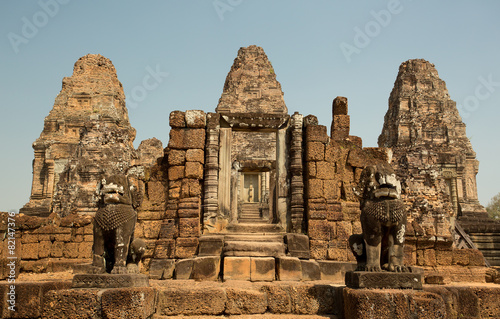 East Mebon entrance with towers and lions