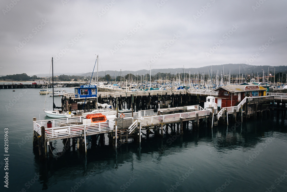 Fototapeta premium View of boats in the harbor from the Fisherman's Wharf, in Monte