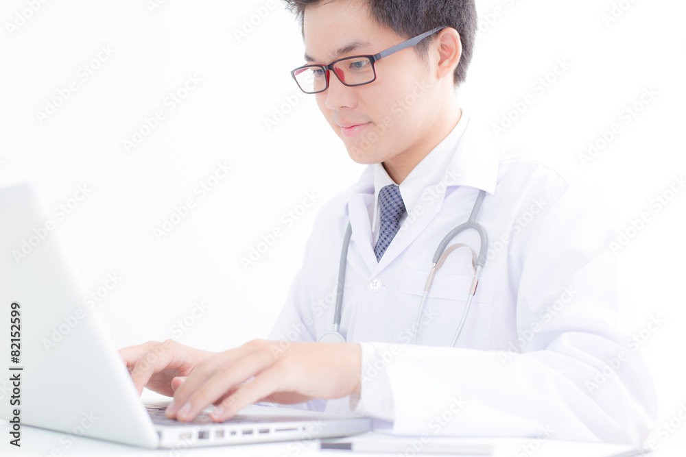 Close-up of a medical worker with laptop Close-up of a medical worker with laptop