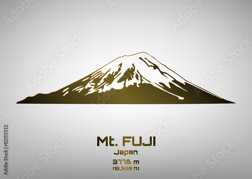 Outline vector illustration of bronze Mt. Fuji