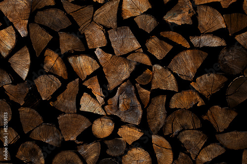 Chopped wood stack texture photo