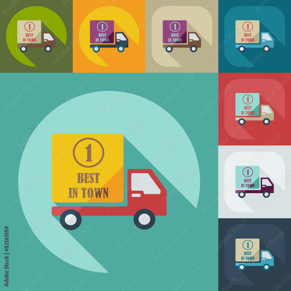 Flat modern design with shadow icons car shipping Flat modern design with shadow icons car shipping