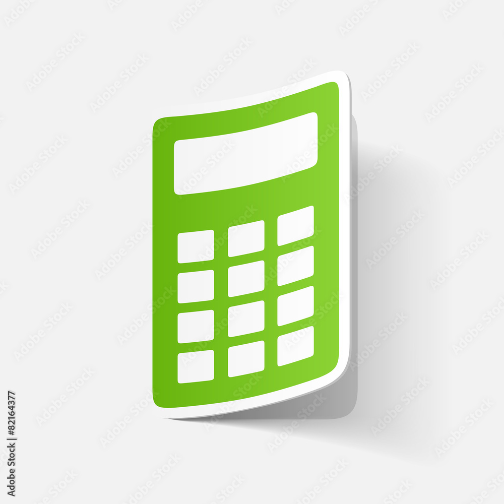 Paper clipped sticker: office electronic calculator