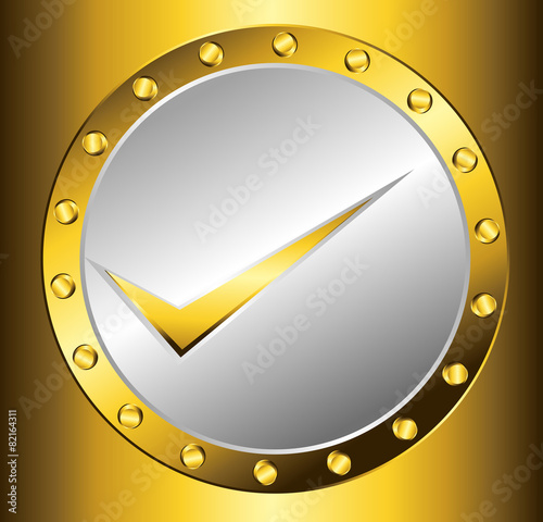 Golden Check Mark Coin Vector