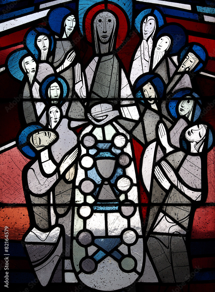 The last supper in stained glass