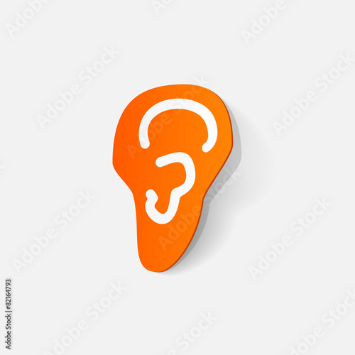 Paper clipped sticker: ear