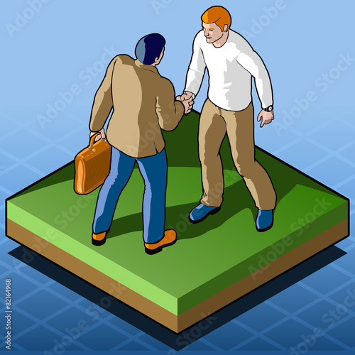Isometric Infographic Business Agreement - Handshake