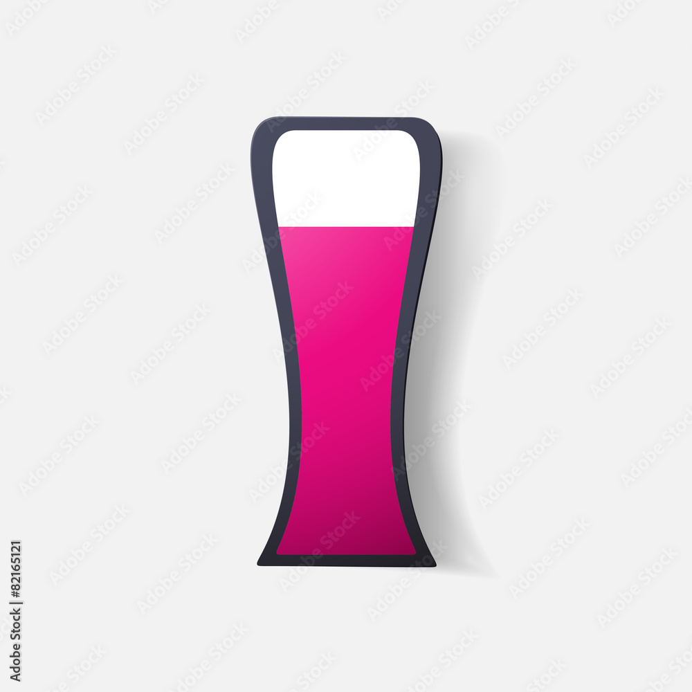 Paper clipped sticker: glass with liquid Paper clipped sticker: glass with liquid