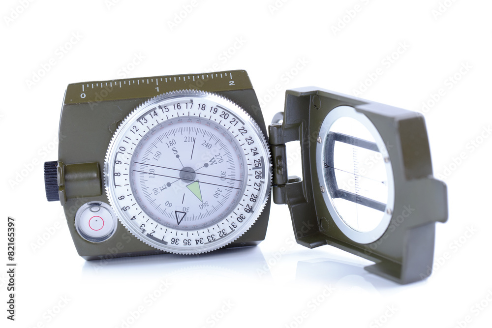 Military compass on a white background. Military compass on a white background.