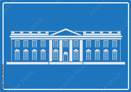 The White House, Washington DC. eps10 vector on blue background.