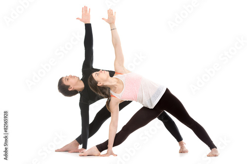 Yoga with partner, Extended Triangle Pose