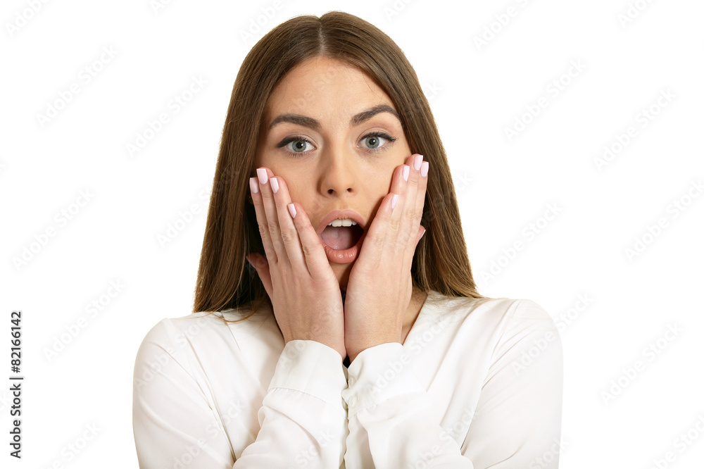 Beautiful surprised woman