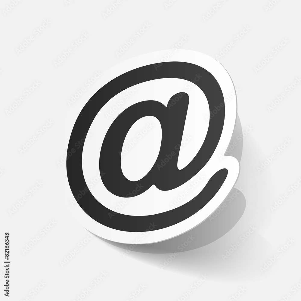 Realistic paper sticker: e mail sign Realistic paper sticker: e mail sign