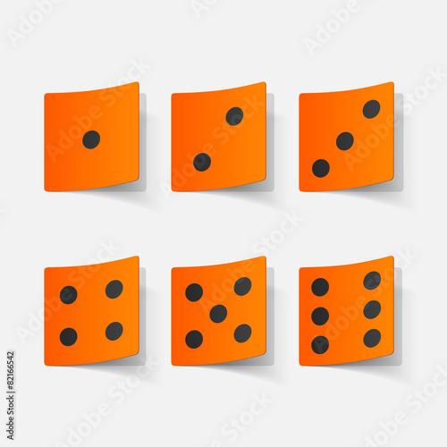 Realistic paper sticker: dice