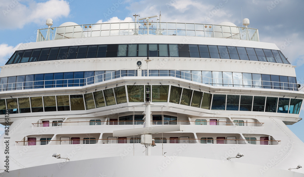 Front of Massive White Luxury Cruise Ship