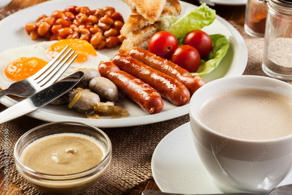 English breakfast with sausage English breakfast with sausage