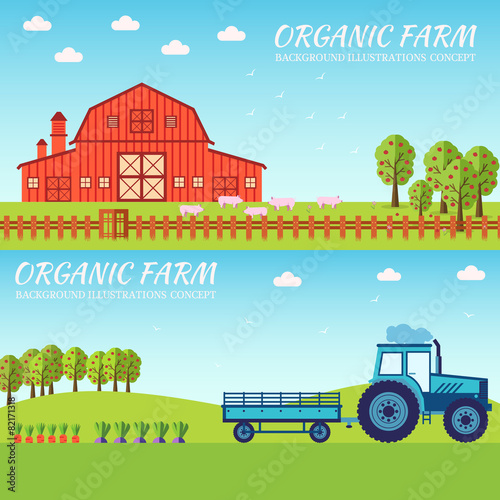 Flat farm in village set sprites and tile sets. instruments