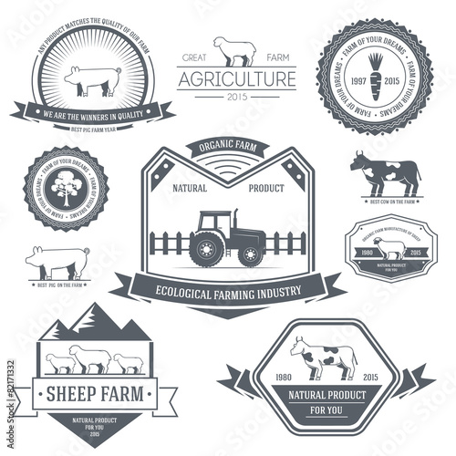 farm label template of emblem element for your product or design