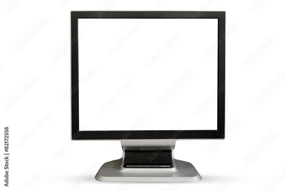 Computer Monitor blank white screen. Isolated on white backgroun Computer Monitor blank white screen. Isolated on white backgroun