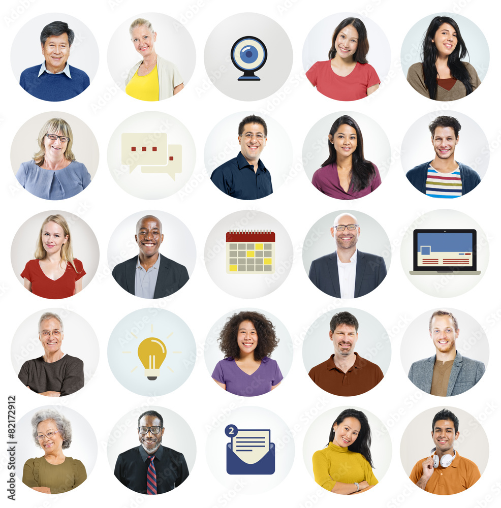 Diverse Multi Ethnic People Technology Media Concept Diverse Multi Ethnic People Technology Media Concept