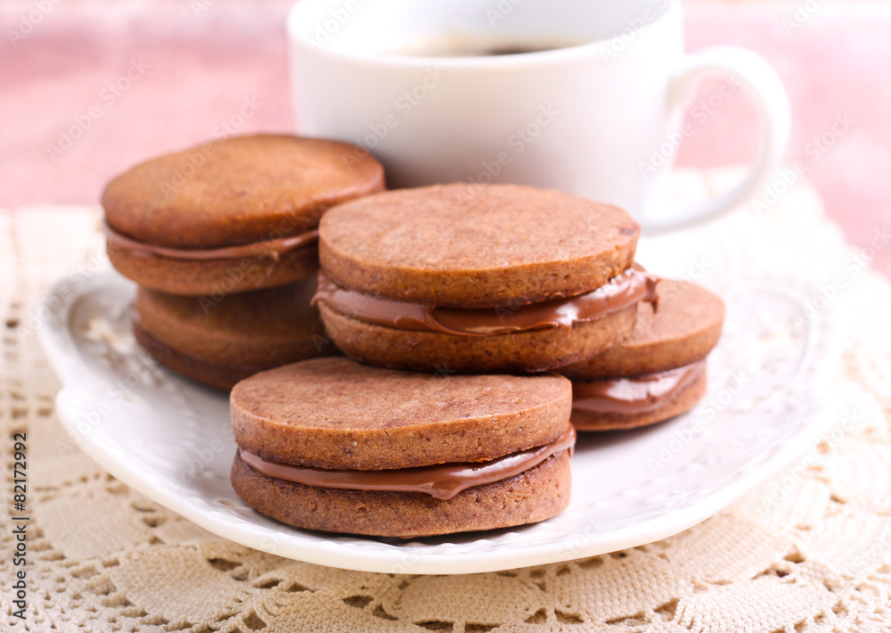 Chocolate cream sandwich biscuits