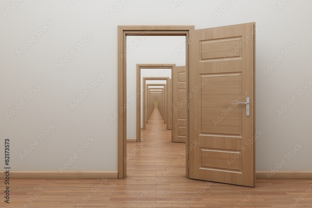 Enfilade, open the door inside. Frame for stop motion animation. Enfilade, open the door inside. Frame for stop motion animation.